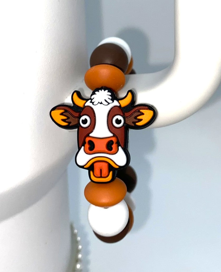 Surprised Scared Cow Stanley Tumbler Cup Handle Charm