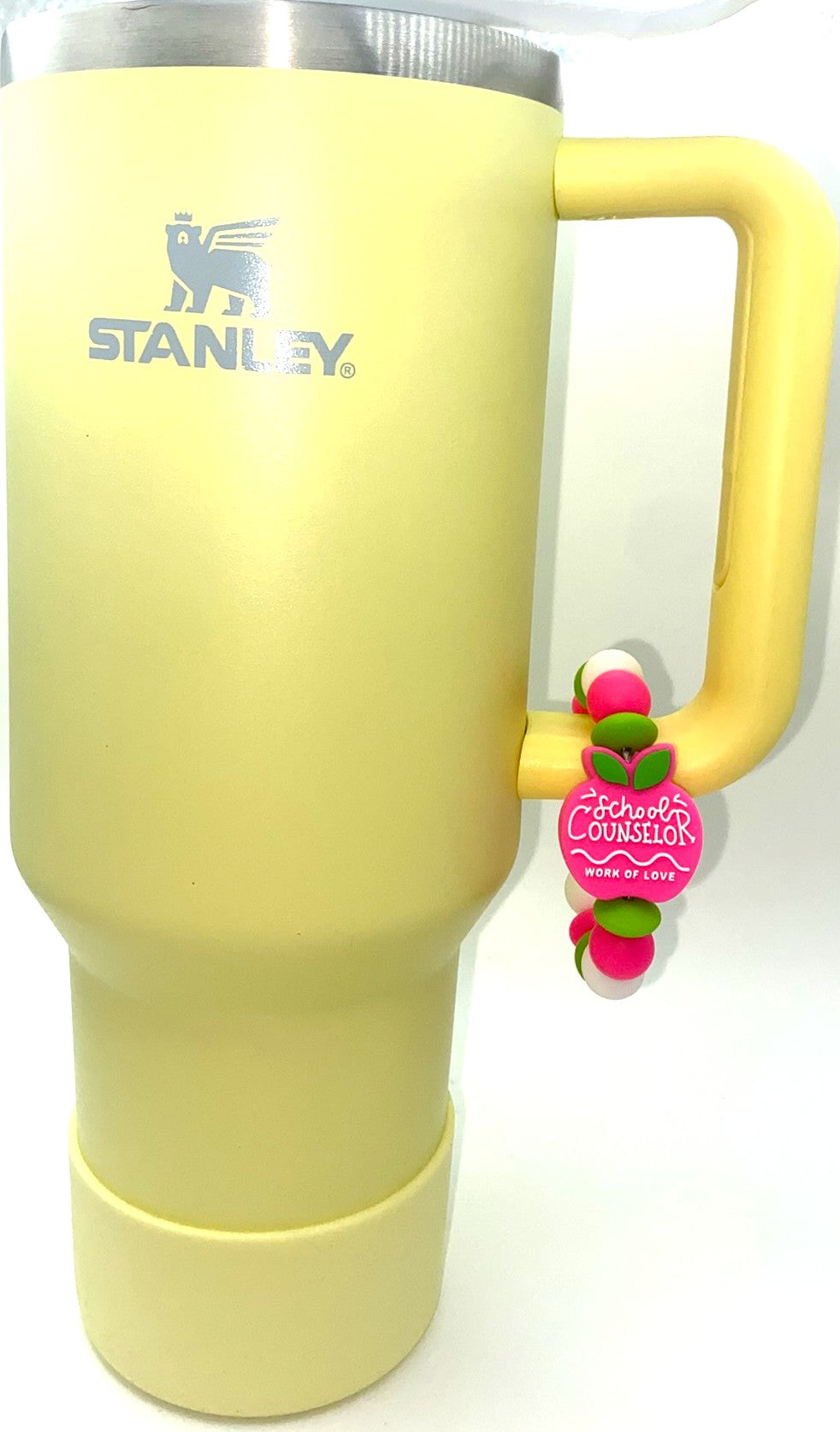 School Counselor Work of Love Pink Apple Stanley Tumbler Cup Handle Charm