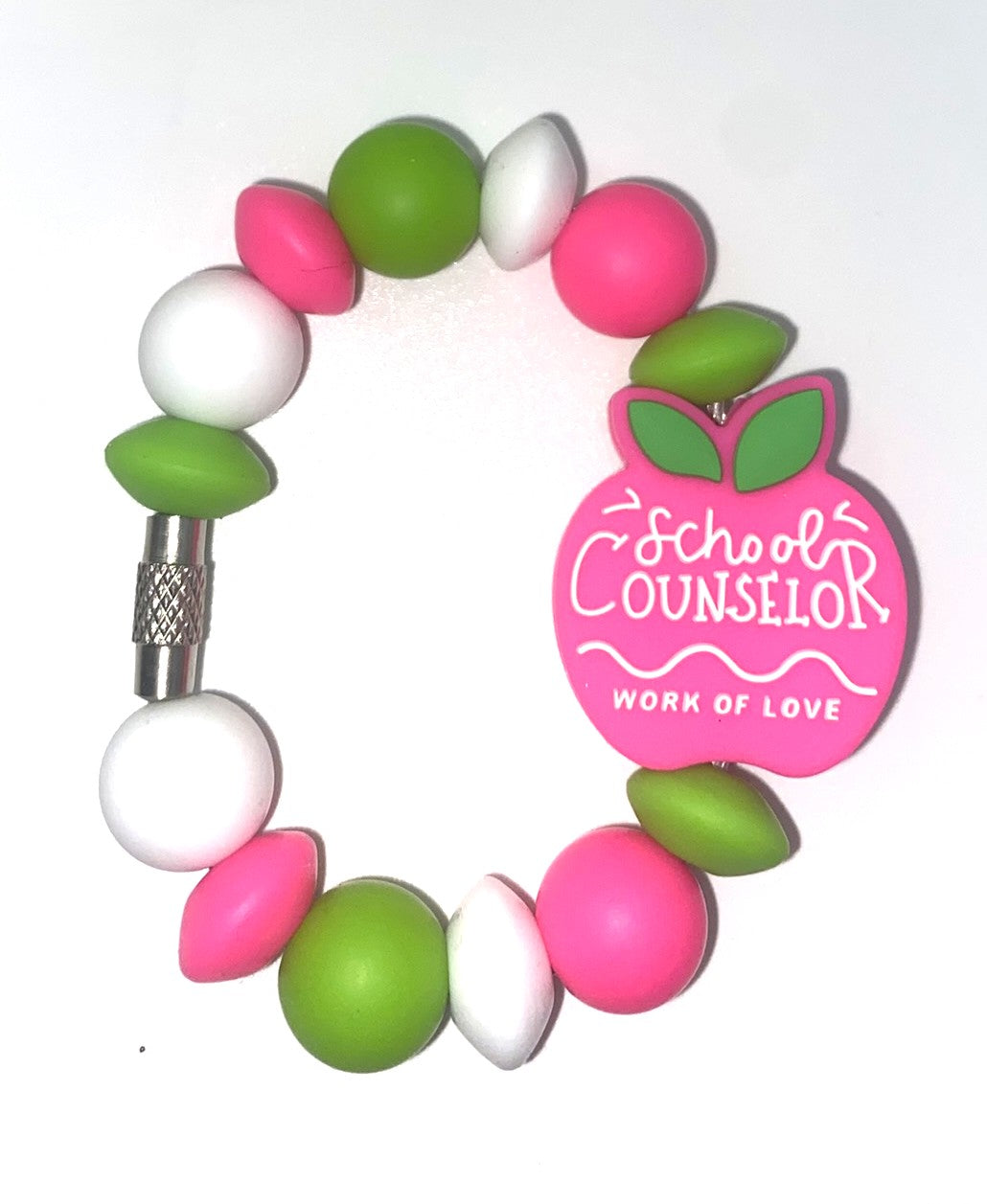 School Counselor Work of Love Pink Apple Stanley Tumbler Cup Handle Charm