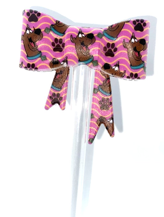 Mystery Dog Bow Straw Topper