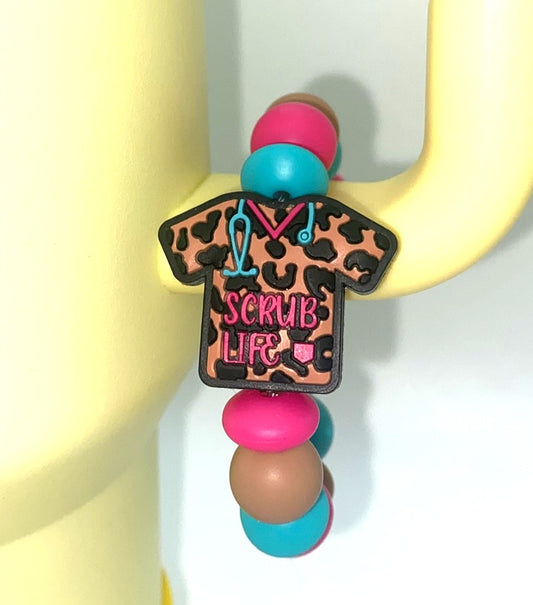 Scrub Life Leopard Print Scrubs Stanley Tumbler Cup Handle Charm