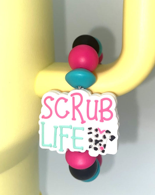 Scrub Life Cow Print Stanley Tumbler Cup Handle Charm