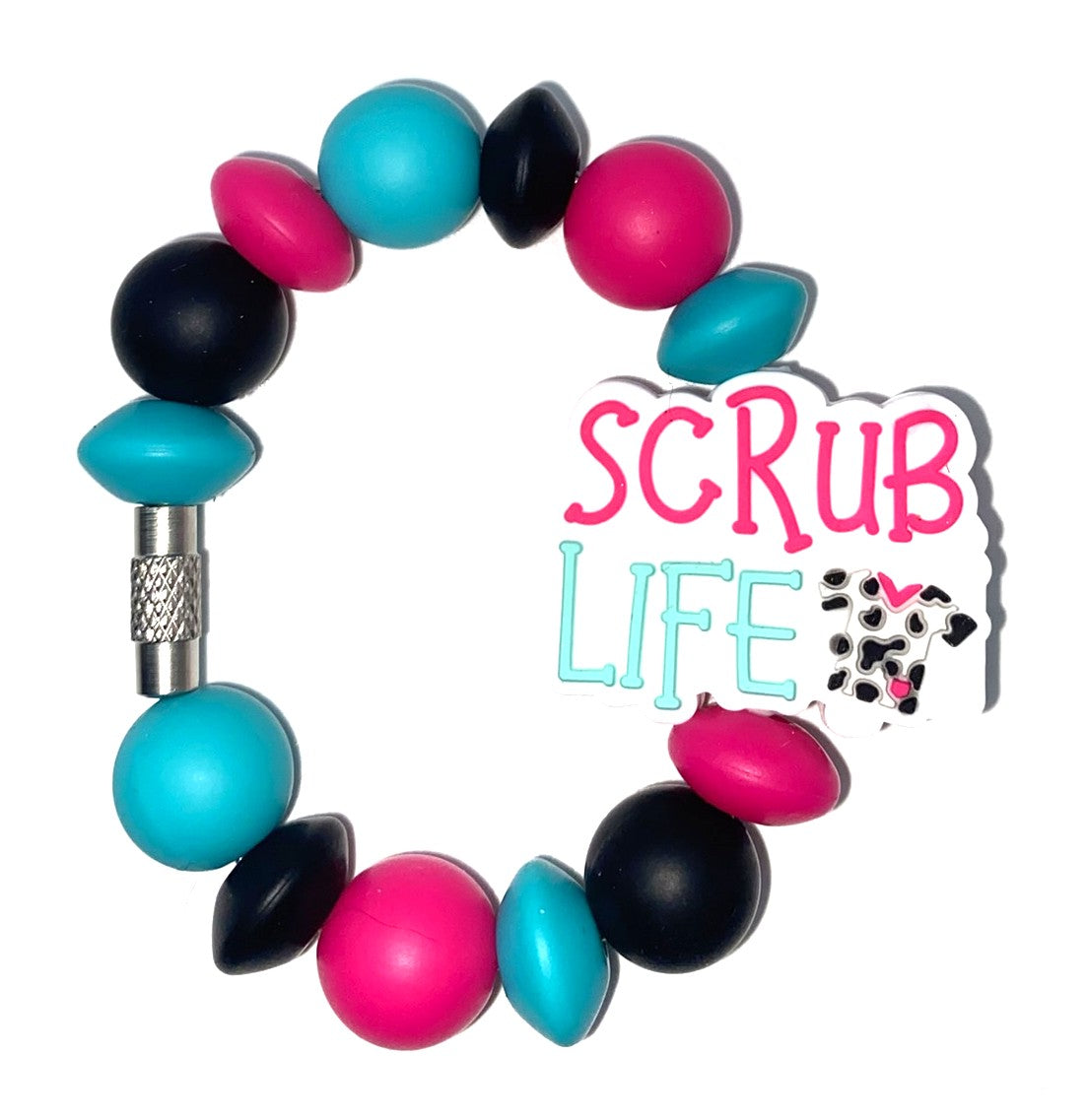 Scrub Life Cow Print Stanley Tumbler Cup Handle Charm