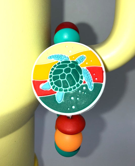 Colorful Sea Turtle Round Stanley Tumbler Cup Handle Charm