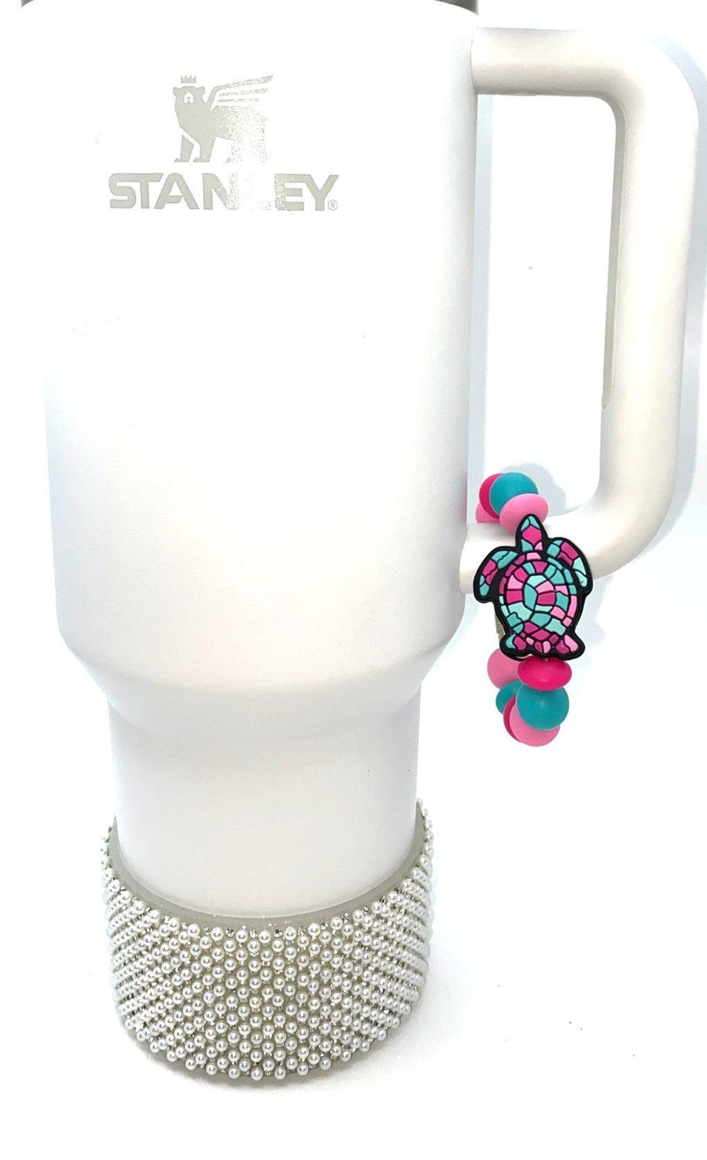 Mosaic Sea Turtle Pink Stanley Tumbler Cup Handle Charm