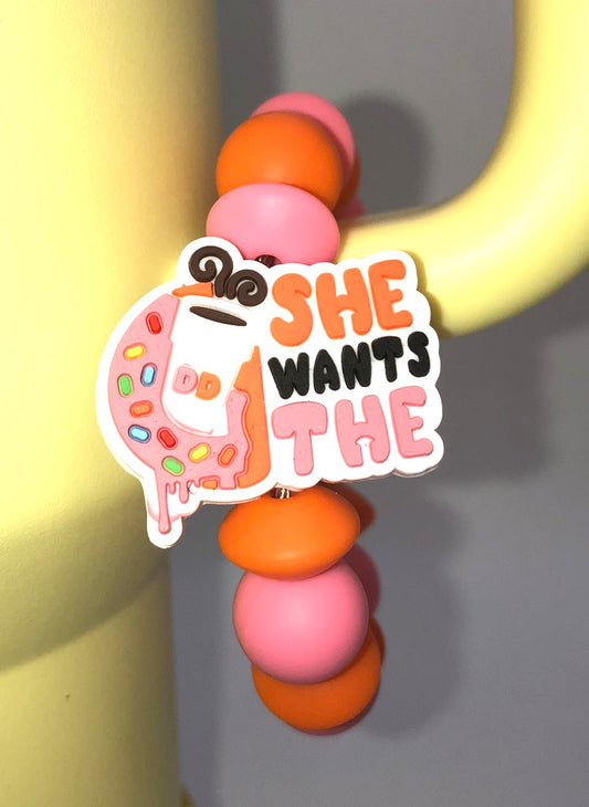 She Wants The D Coffee Donuts Stanley Tumbler Cup Handle Charm