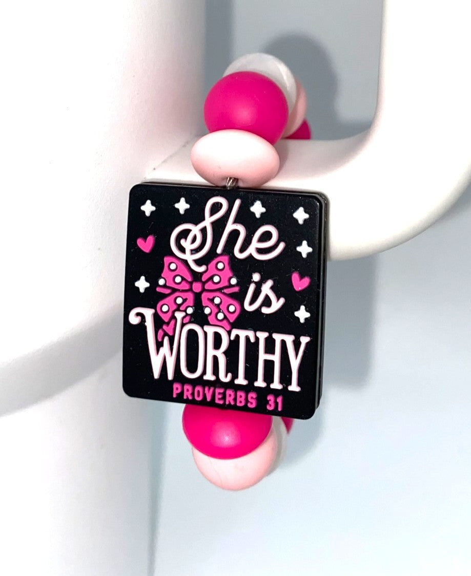 She Is Worthy Proverbs 31 Stanley Tumbler Cup Handle Charm