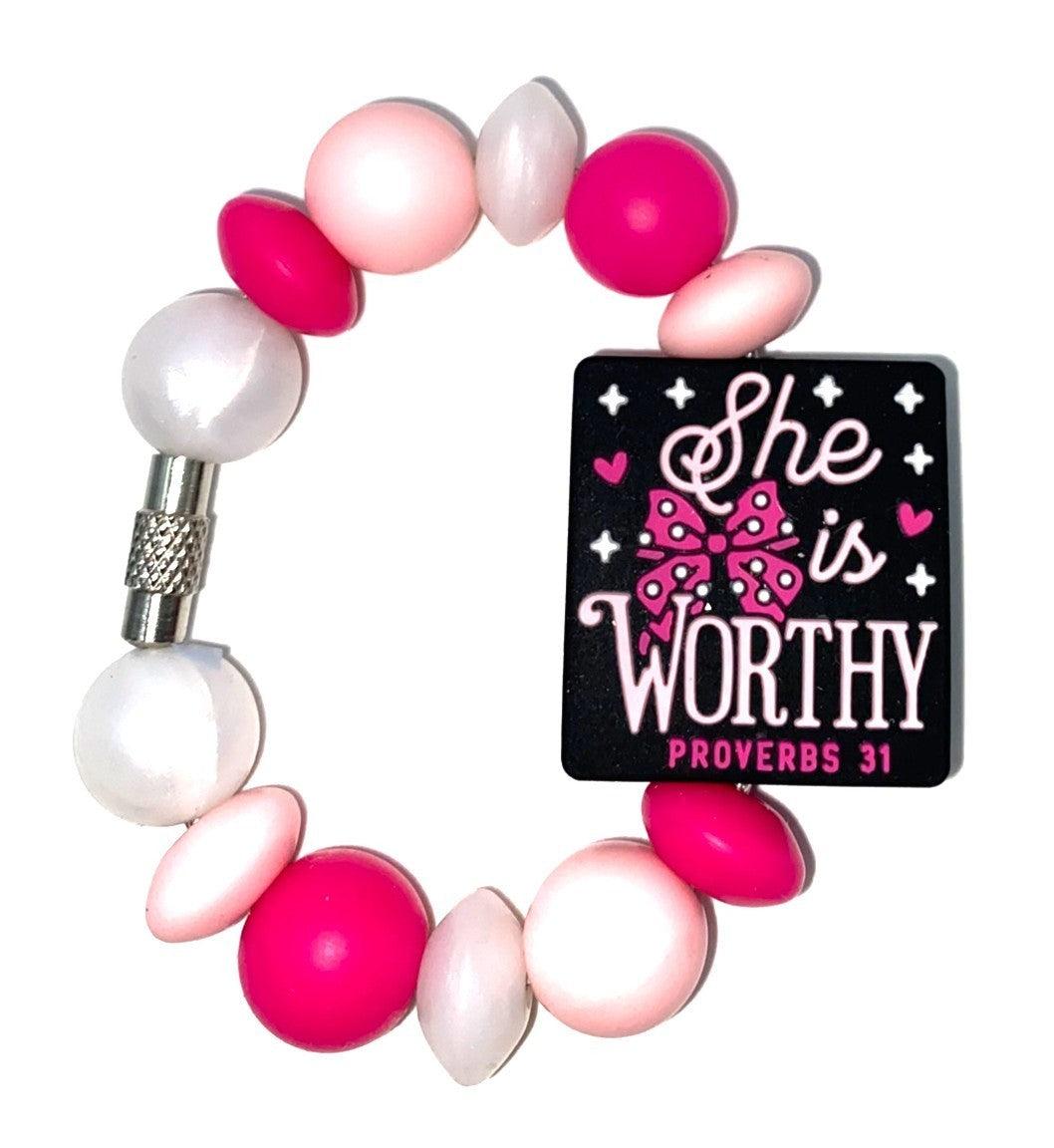 She Is Worthy Proverbs 31 Stanley Tumbler Cup Handle Charm