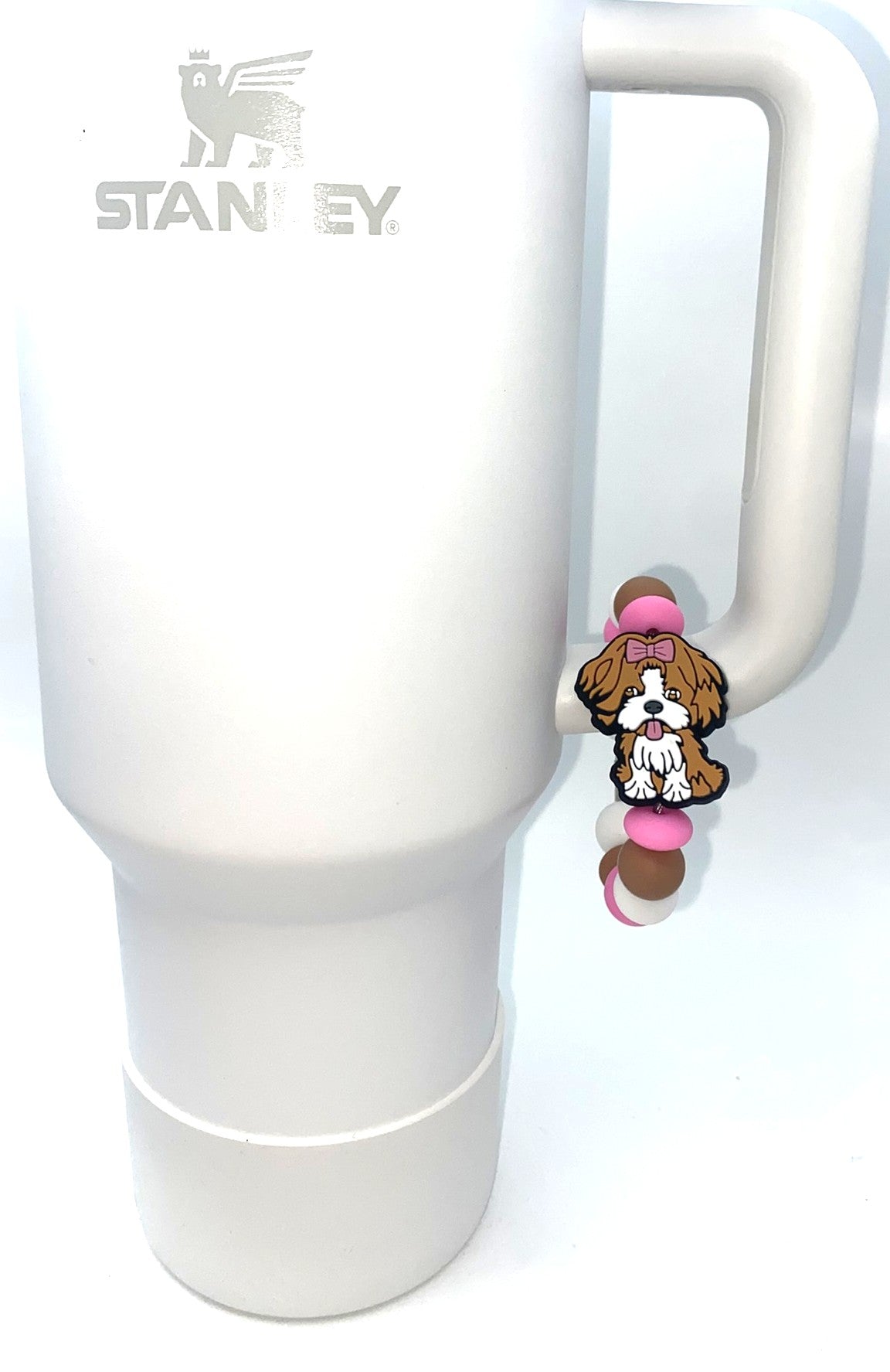 Shih Tzu Dog With Pink Bow Stanley Tumbler Cup Handle Charm