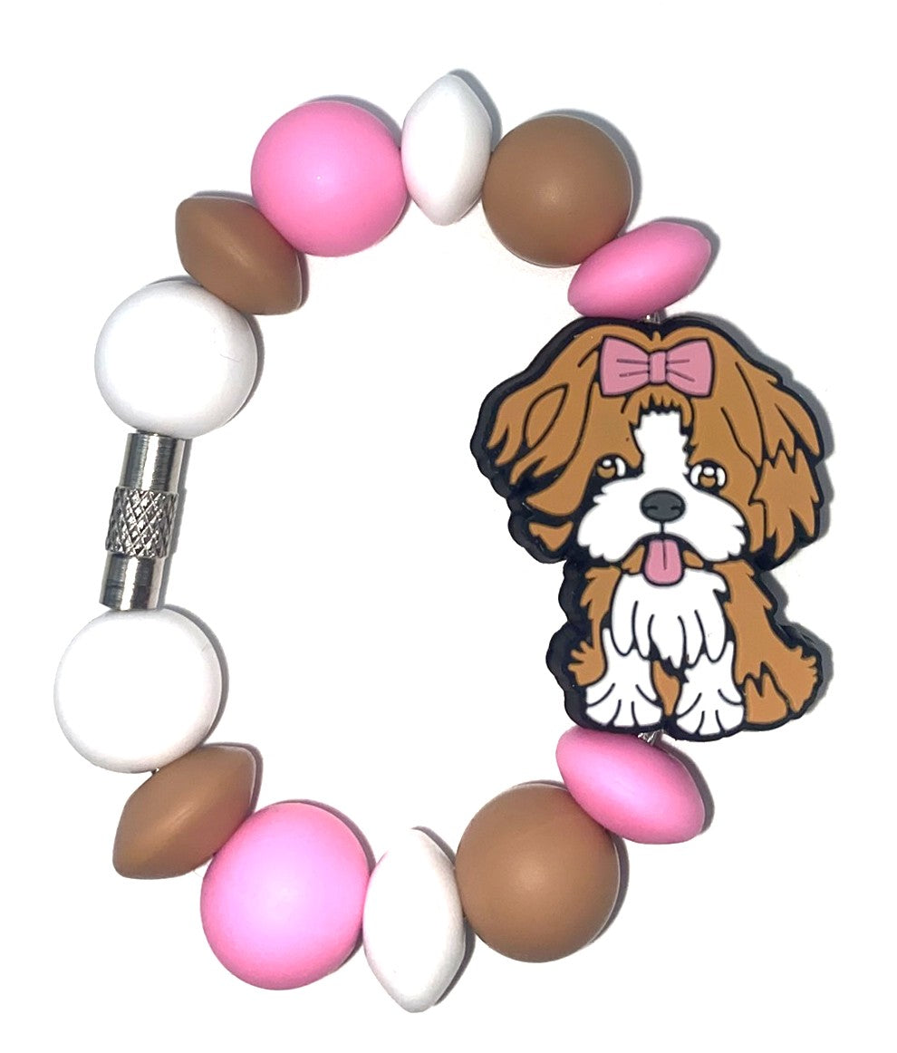 Shih Tzu Dog With Pink Bow Stanley Tumbler Cup Handle Charm