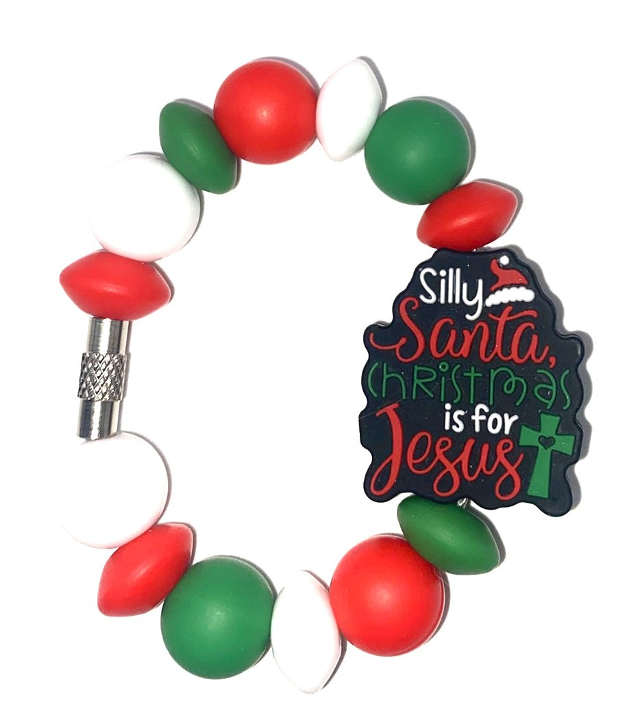 Silly Santa Christmas Is For Jesus Stanley Tumbler Cup Handle Charm