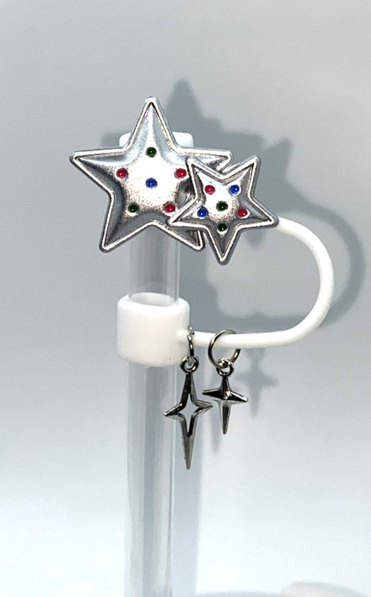 Silver Star w/Dangles Straw Topper
