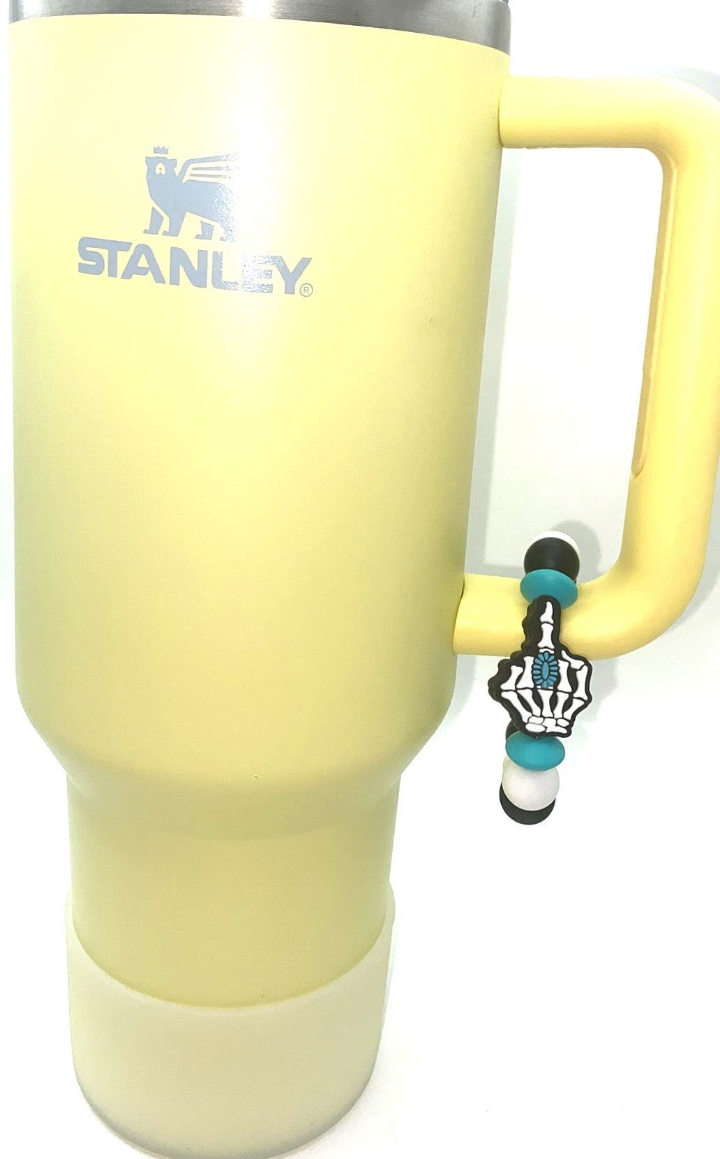 Middle Finger Skellie Hand w/Turquoise Ring Stanley Tumbler Cup Handle Charm