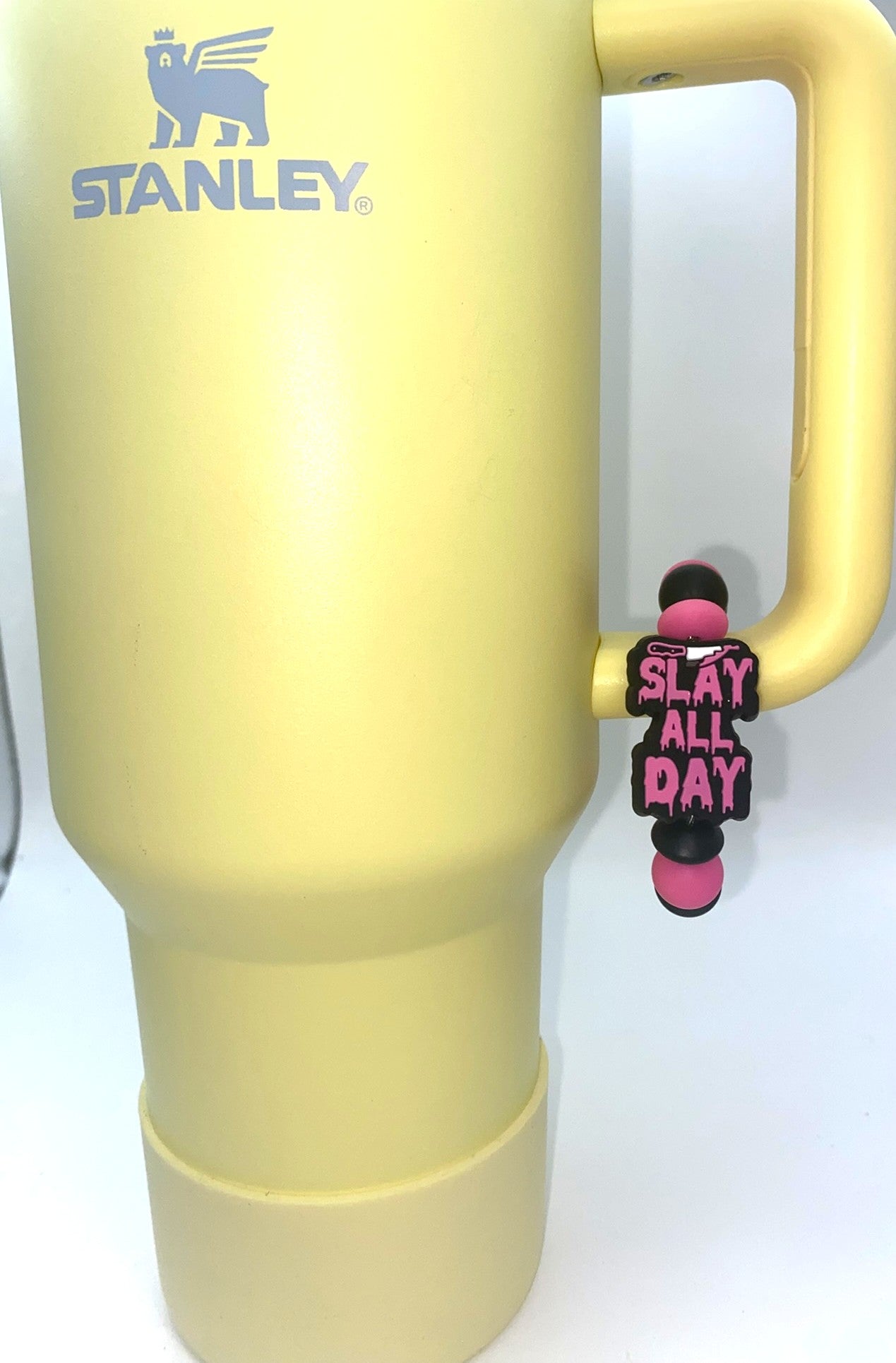Slay All Day Pink Boss Babe Horror Stanley Tumbler Cup Handle Charm