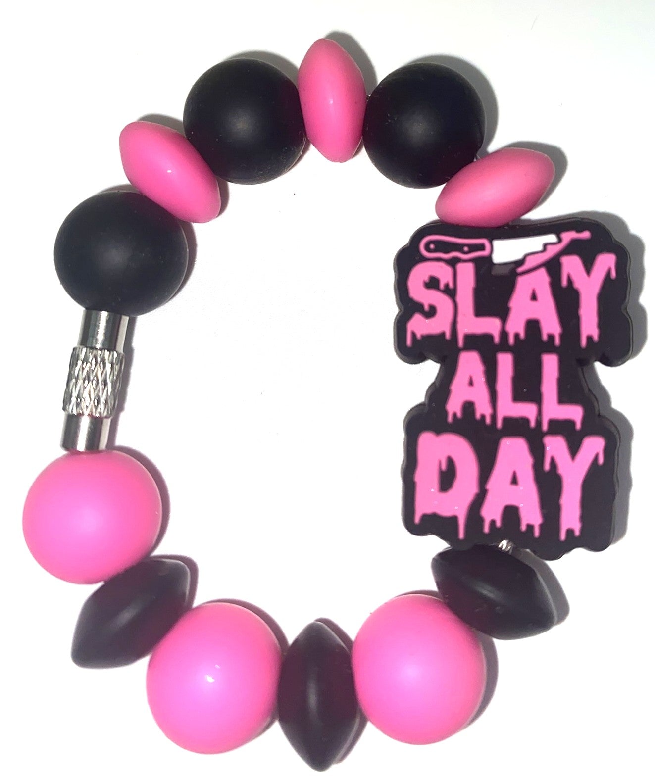 Slay All Day Pink Boss Babe Horror Stanley Tumbler Cup Handle Charm
