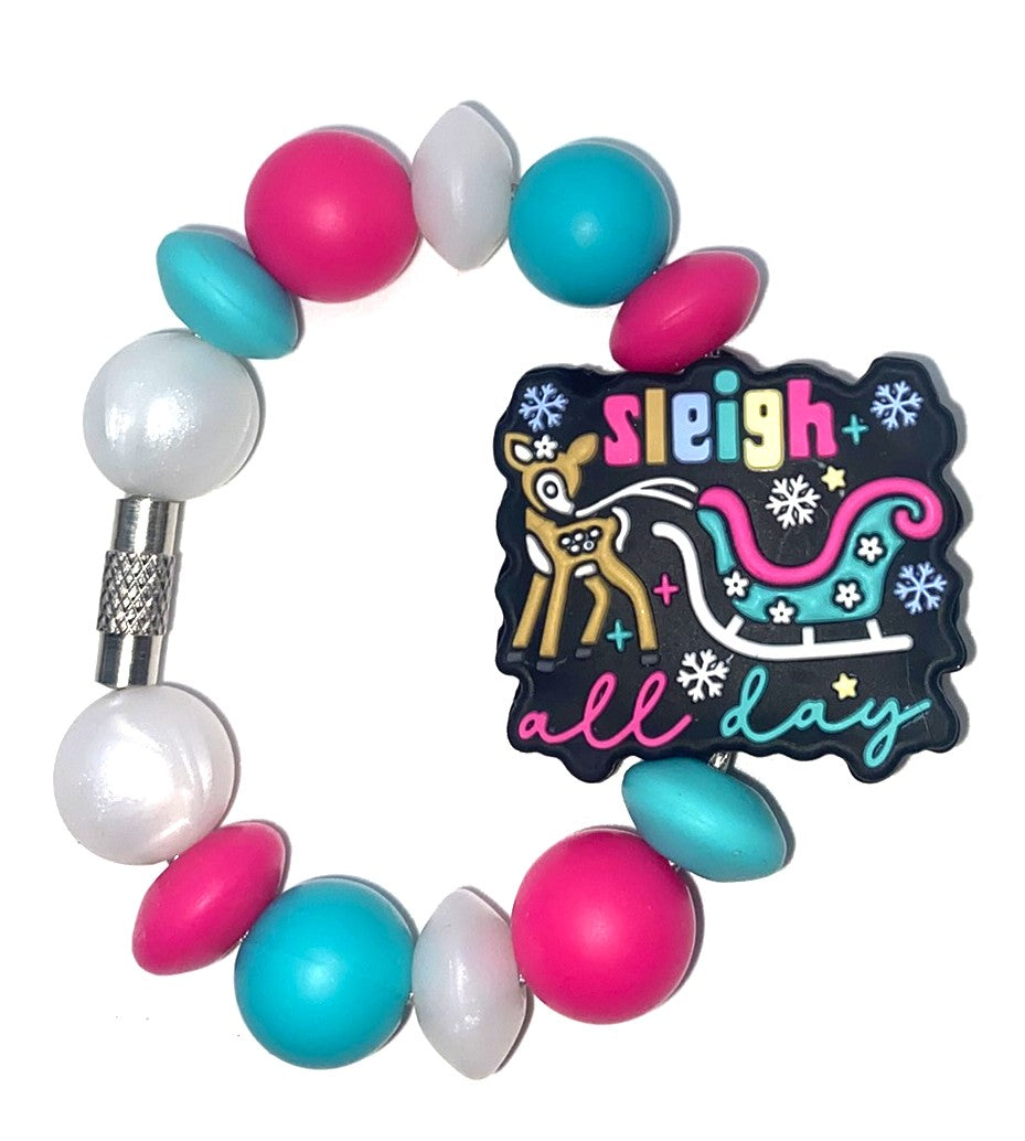 Sleigh All Day Christmas Stanley Tumbler Cup Handle Charm