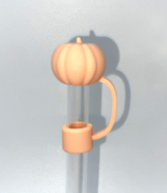 Light Orange Peach Pumpkin 3D Fall Straw Topper