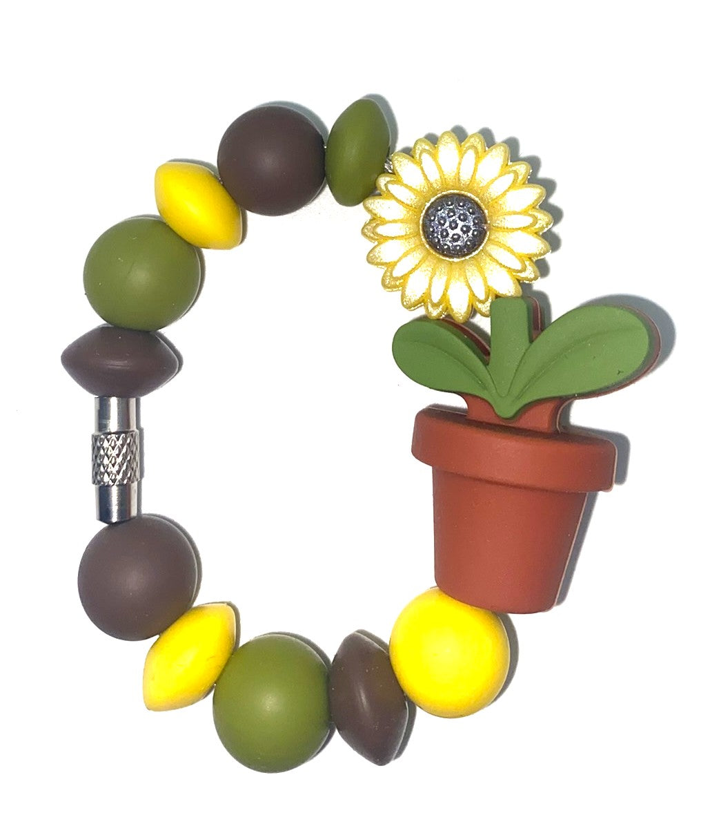 Sunflower In Terra Cotta Pot Stanley Tumbler Cup Handle Charm