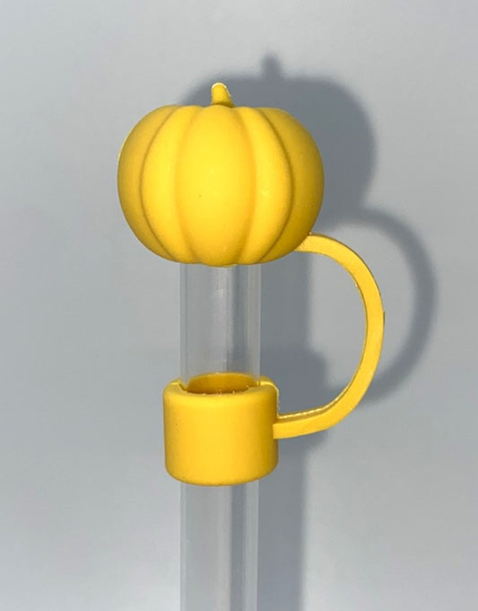 Gold Yellow Pumpkin 3D Fall Straw Topper