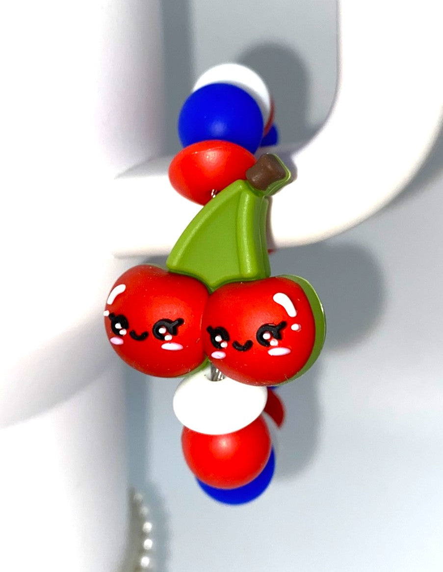Smiling Cherries Patriotic 3D Stanley Tumbler Cup Handle Charm