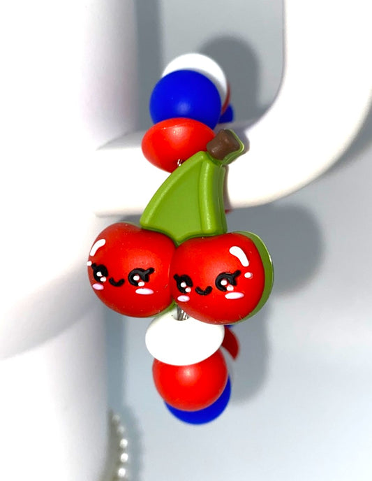 Smiling Cherries Patriotic 3D Stanley Tumbler Cup Handle Charm