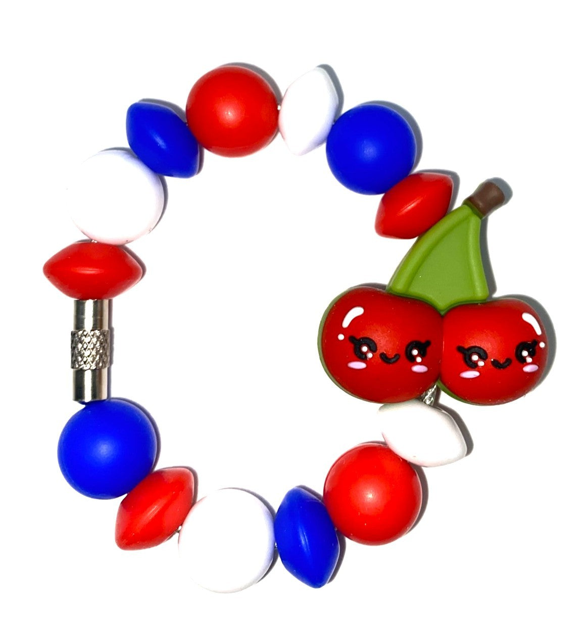 Smiling Cherries Patriotic 3D Stanley Tumbler Cup Handle Charm