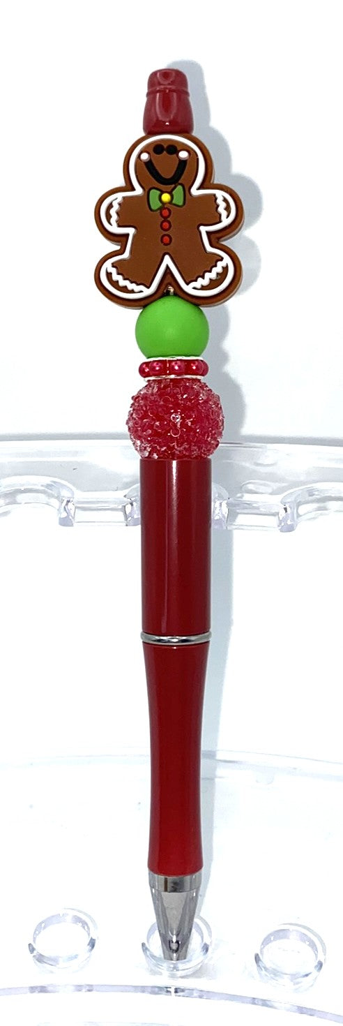 Happy Gingerbread Man Beaded Pen