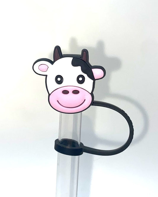 Smiling Cow Head w/Horns Straw Topper