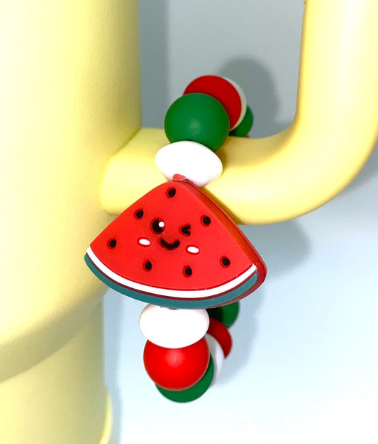 Smiling Red Watermelon Slice Stanley Tumbler Cup Handle Charm