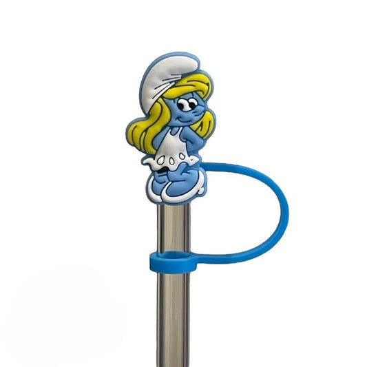 Blue Cartoon Girl Straw Topper