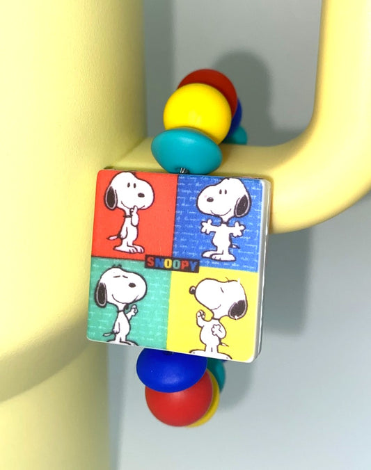 Beagle Cartoon Dog 4 Color Block Art Stanley Tumbler Cup Handle Charm