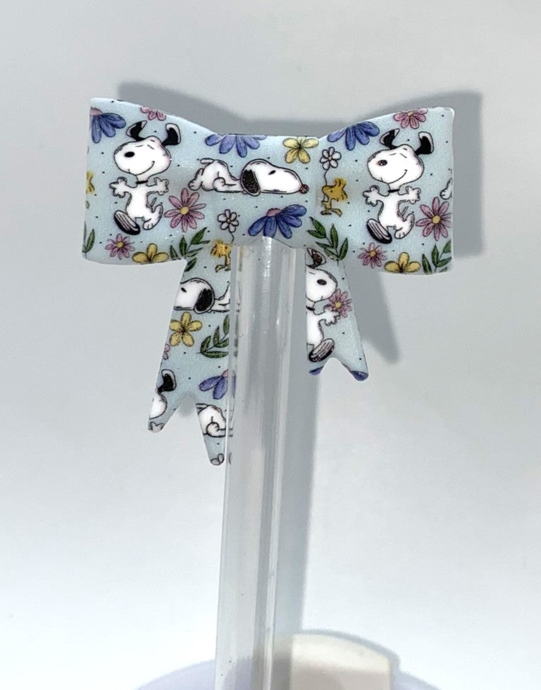 Beagle Cartoon Dog & Flowers Bow Straw Topper