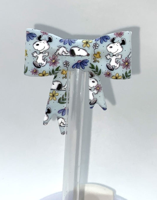 Beagle Cartoon Dog & Flowers Bow Straw Topper