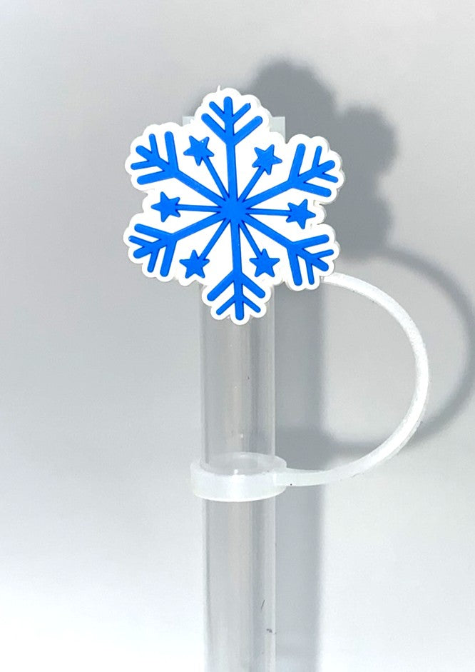 Blue Snowflake Winter Straw Topper