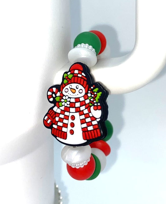 Checkered Snowman Winter Stanley Tumbler Cup Handle Charm