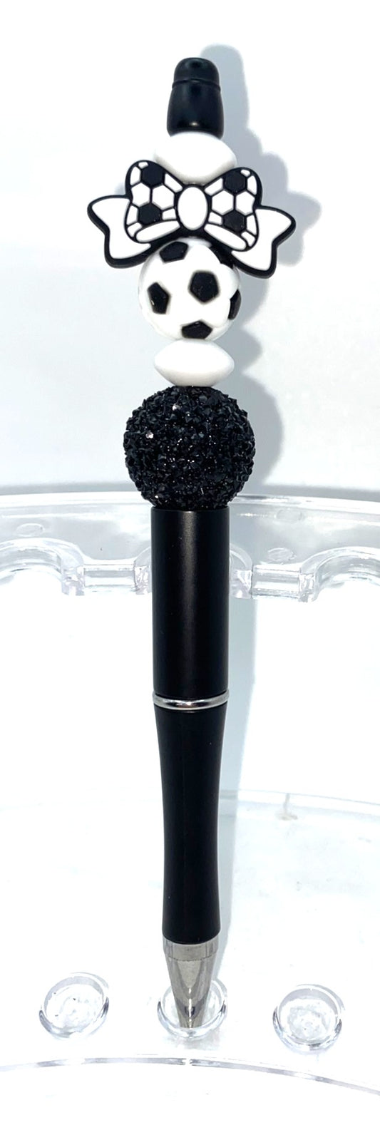 Soccer Bow Beaded Pen