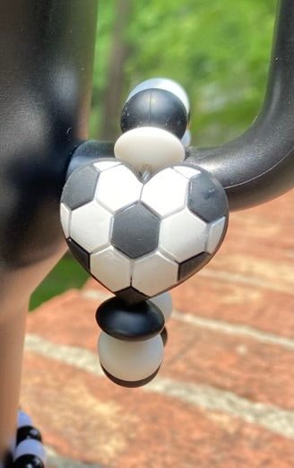 Soccer Ball Puffy 3D Heart Stanley Tumbler Cup Handle Charm