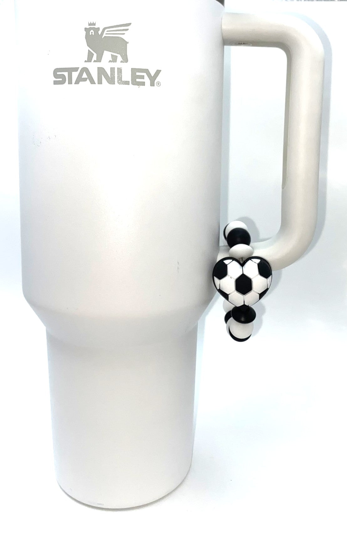 Soccer Ball Puffy 3D Heart Stanley Tumbler Cup Handle Charm