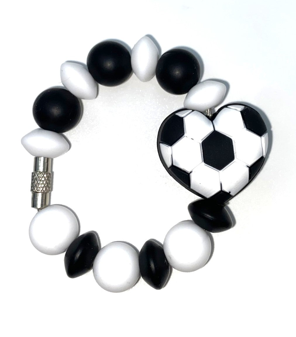 Soccer Ball Puffy 3D Heart Stanley Tumbler Cup Handle Charm