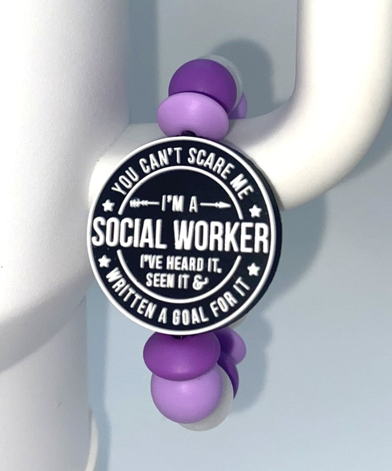 You Can't Scare Me I'm A Social Worker Stanley Tumbler Cup Handle Charm