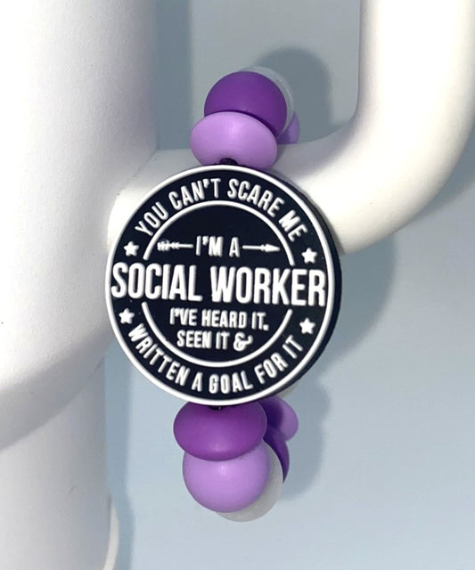 You Can't Scare Me I'm A Social Worker Stanley Tumbler Cup Handle Charm
