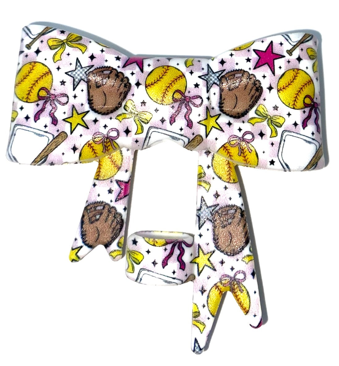Softball Bow Straw Topper