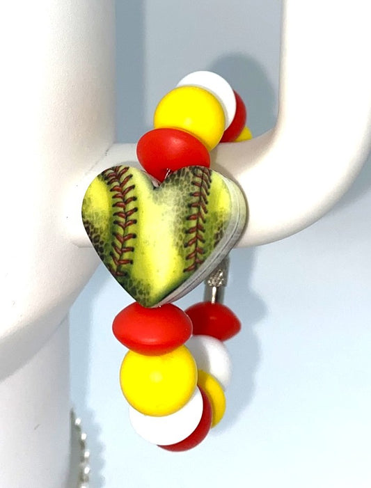 Softball Heart Printed Stanley Tumbler Cup Handle Charm