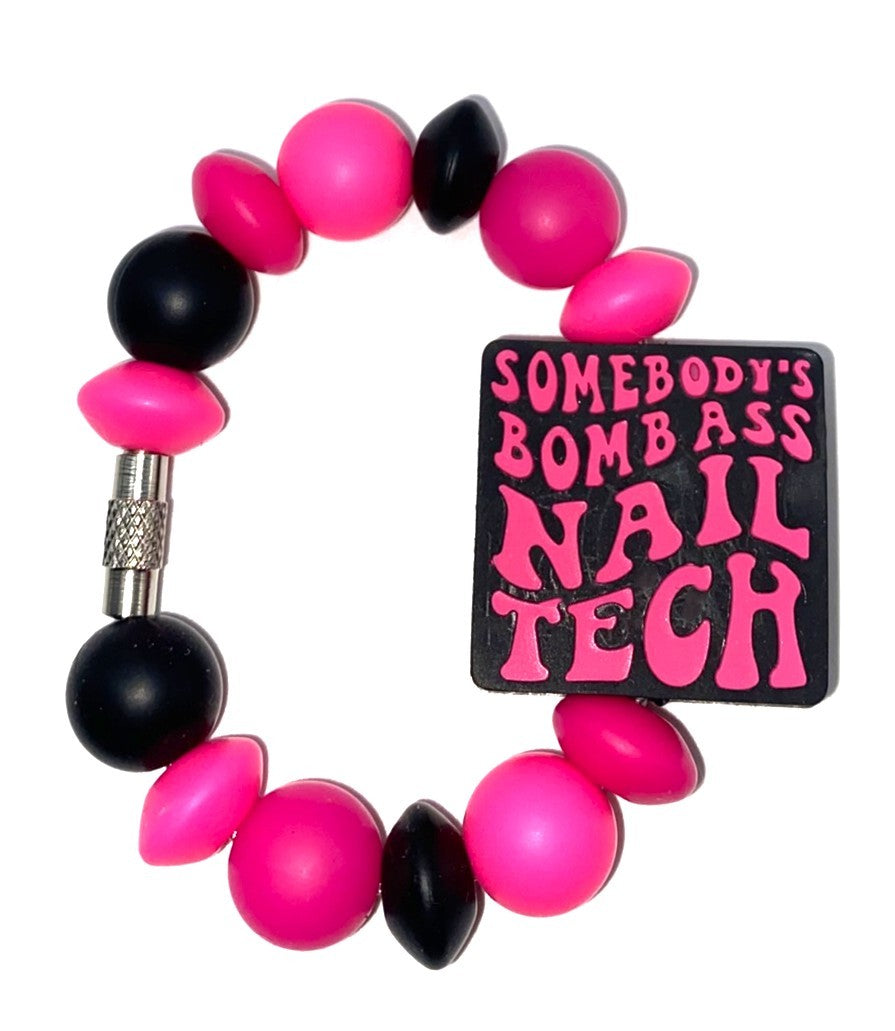 Somebody's Bomb Ass Nail Tech Stanley Tumbler Cup Handle Charm