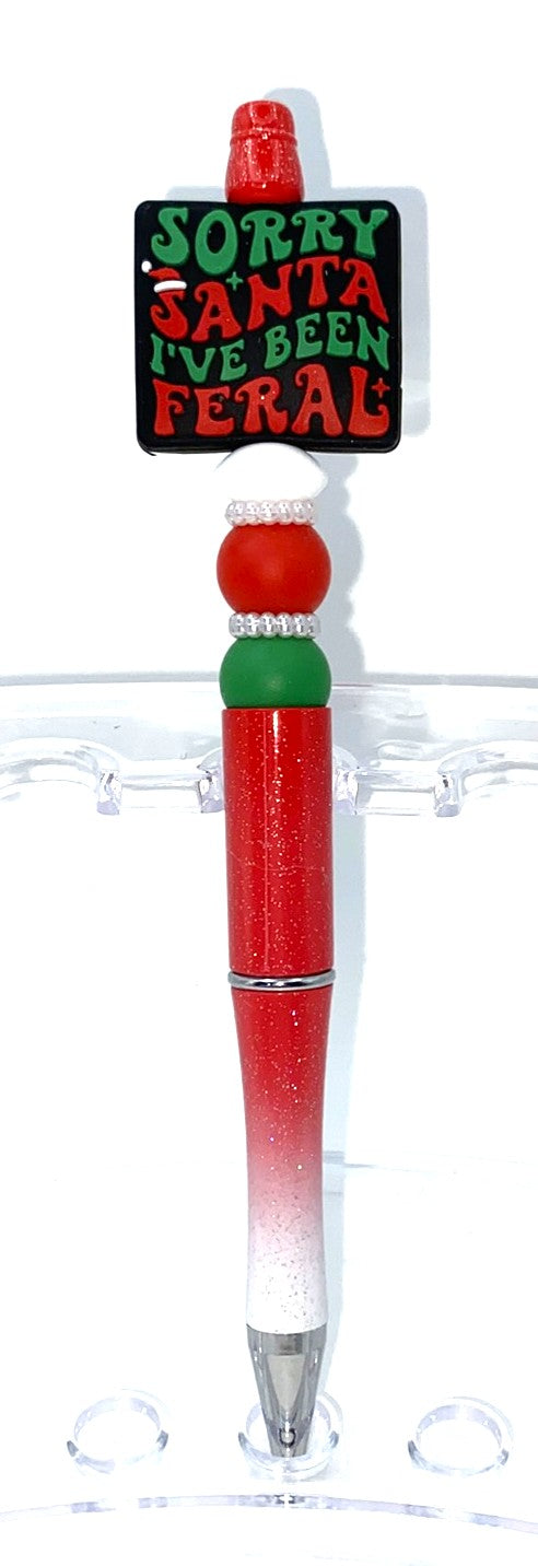 Sorry Santa I've Been Feral Beaded Pen