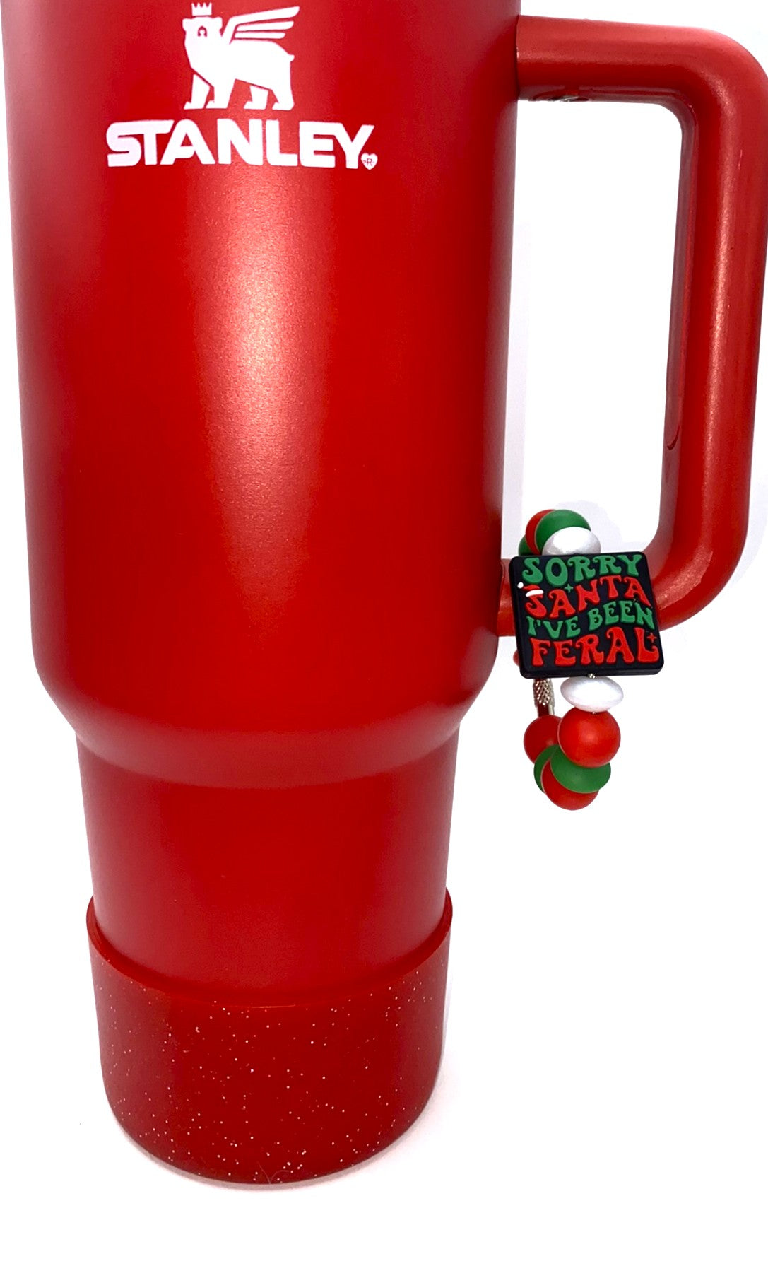 Sorry Santa I've Been Feral Christmas Funny Stanley Tumbler Cup Handle Charm