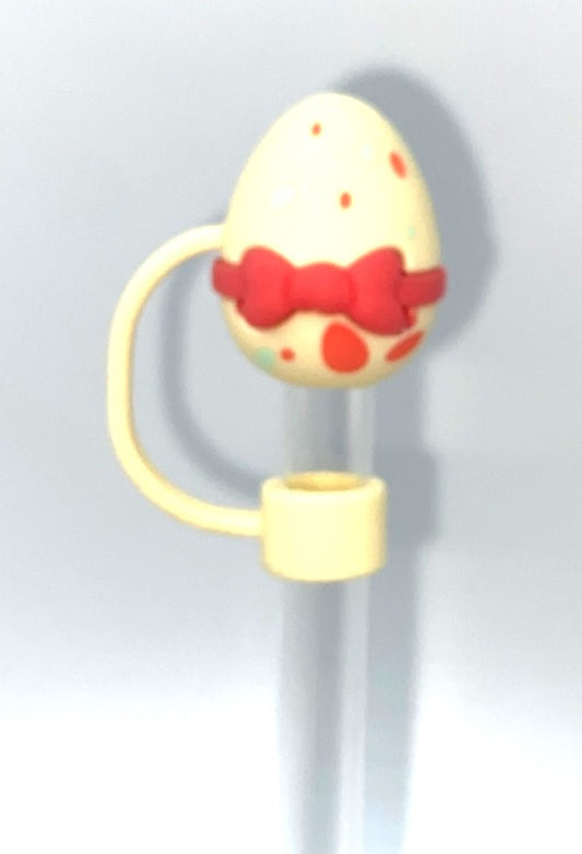 Speckled Easter Egg with Bow 3D Easter Straw Topper
