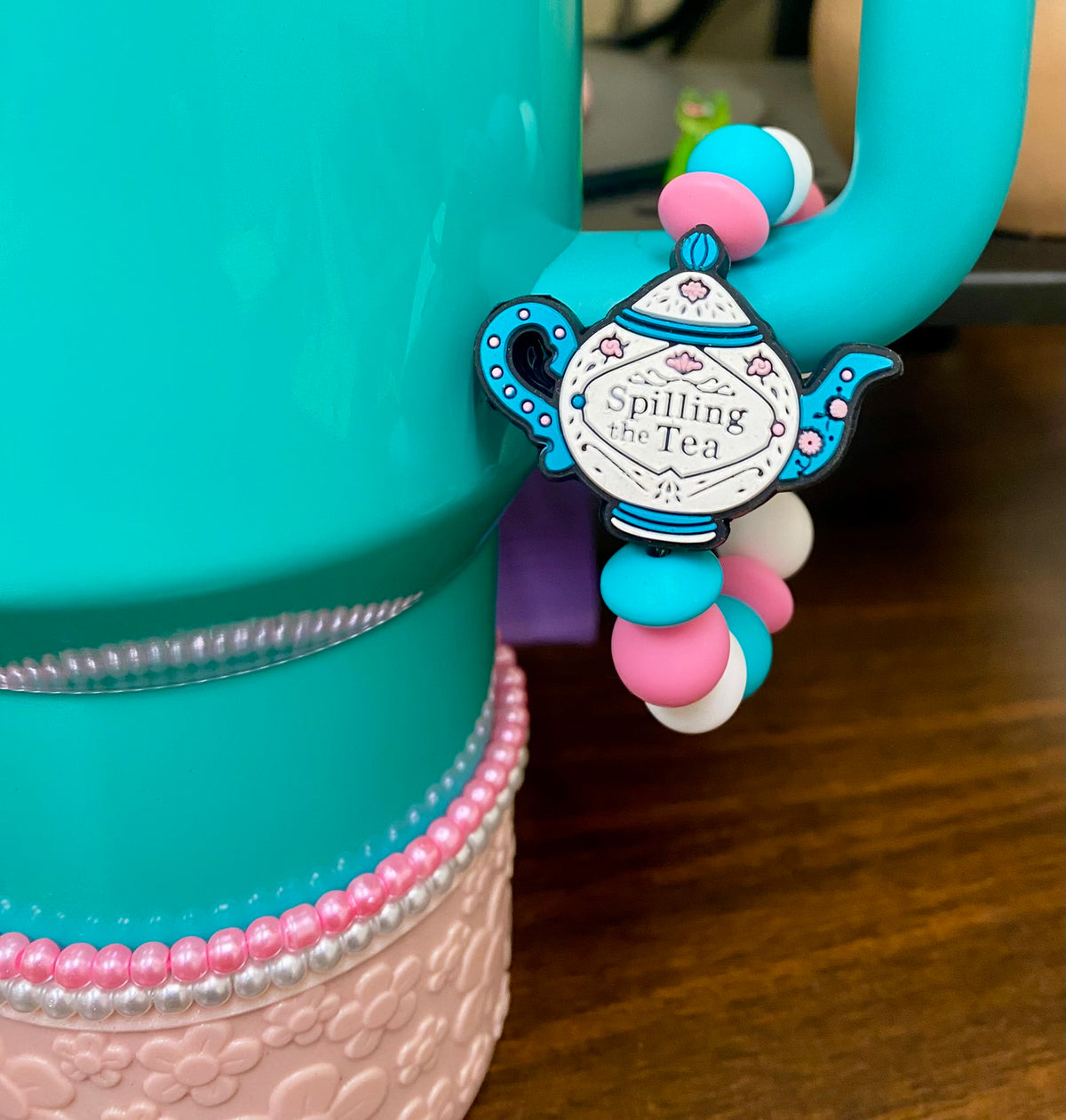 Spilling The Tea Stanley Tumbler Cup Handle Charm