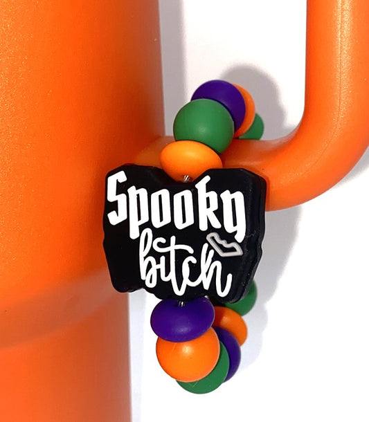 Spooky Bitch w/Gray Bat Stanley Tumbler Cup Handle Charm