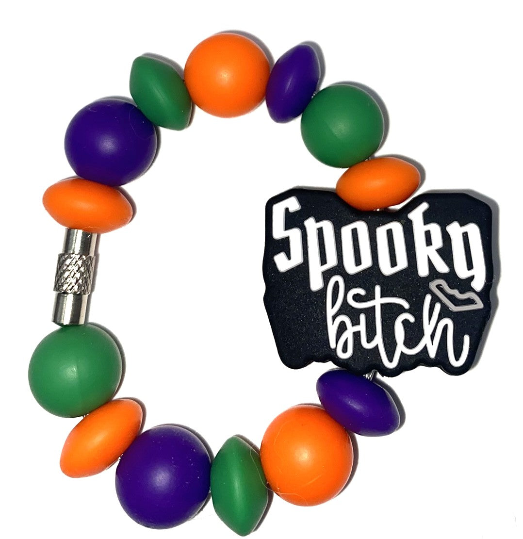 Spooky Bitch w/Gray Bat Stanley Tumbler Cup Handle Charm